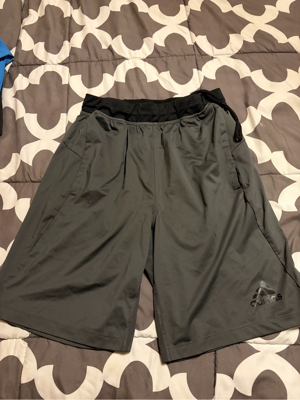 adidas Men's Charcoal Gray Athletic Shorts with Black Waistband
